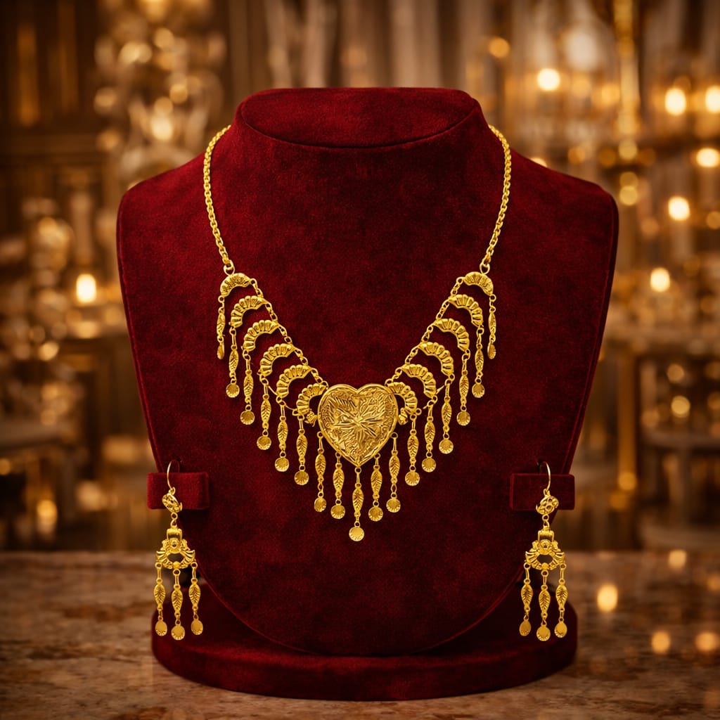 Luxury Gold Heart Necklace Set France | Minimal Paris Style Jewelry Gift for Women