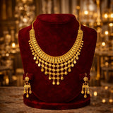 Luxury Gold Bridal Necklace Set France | Heavy Paris Style Wedding Jewelry for Women