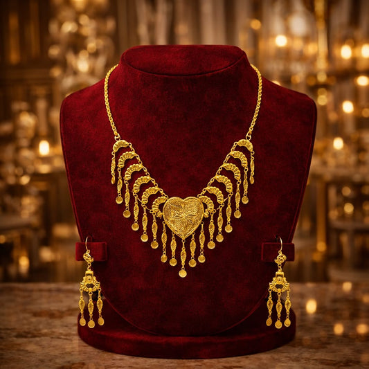 Luxury Gold Heart Necklace Set France | Minimal Paris Style Jewelry Gift for Women