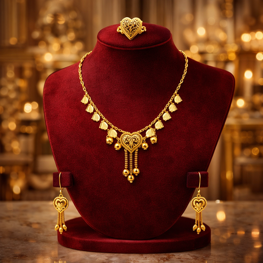 Luxury Gold Heart Necklace Set France | Minimal Paris Jewelry Gift for Women